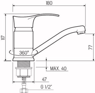 Смеситель для кухни РМС SL86-004FBS-15 хром